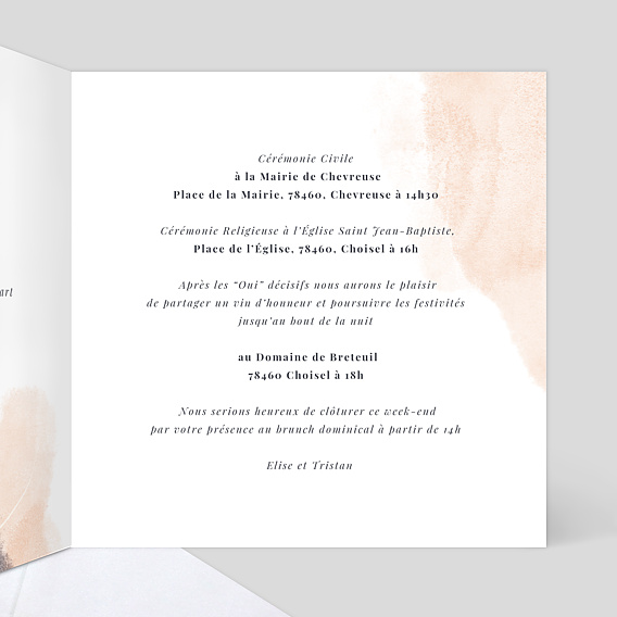 Faire part mariage Vague d'Été Intérieur Droit