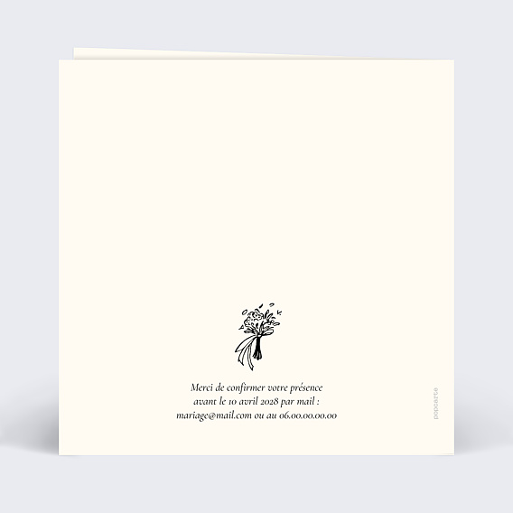 Faire part mariage Voiture des mariés Verso