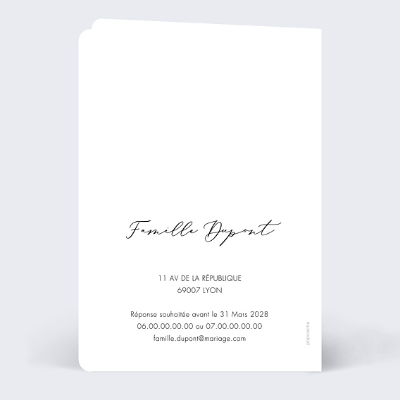 Faire part mariage Effet Photo Verso