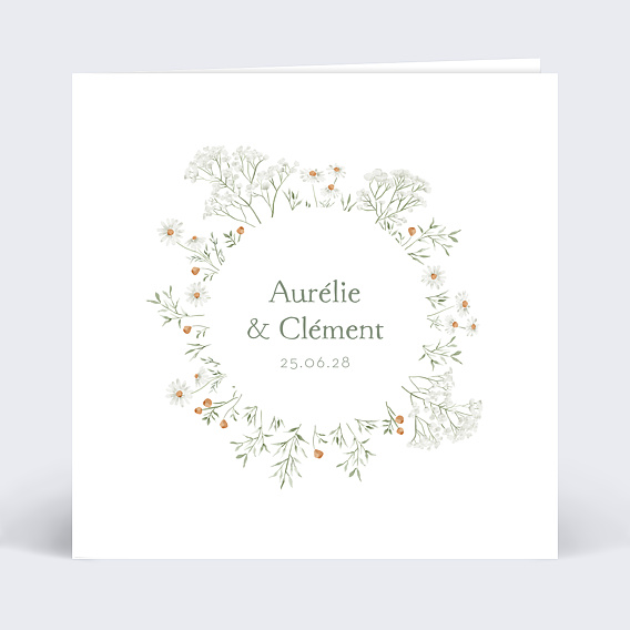 Faire part mariage Étiquette Champêtre Recto