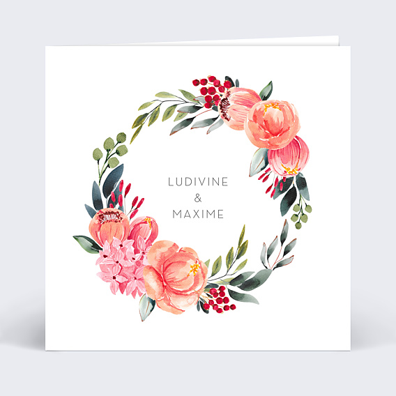 Faire-part Mariage Couronne Aquarelle