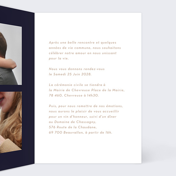 Faire part mariage Écrin Intérieur Droit