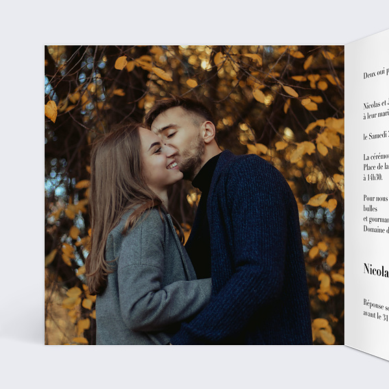 Faire part mariage Fleurs Bleues Aquarelle Intérieur Gauche