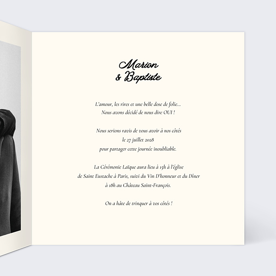 Faire part mariage Sauve qui peut Intérieur Droit