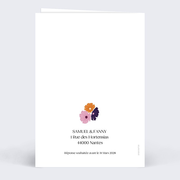 Faire-part Mariage Grande Couronne Verso