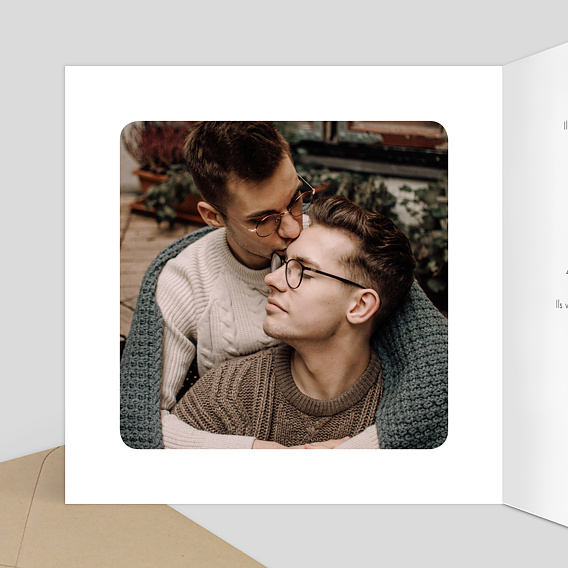 Faire part mariage Tampon Délicatesse Intérieur Gauche