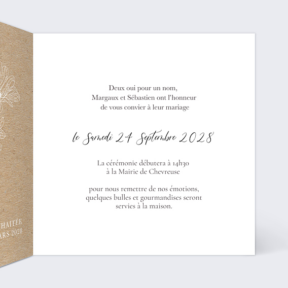 Faire-part Mariage Gravure Kraft