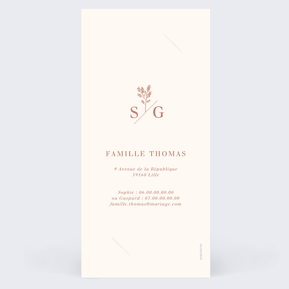Faire part mariage Botanica Verso