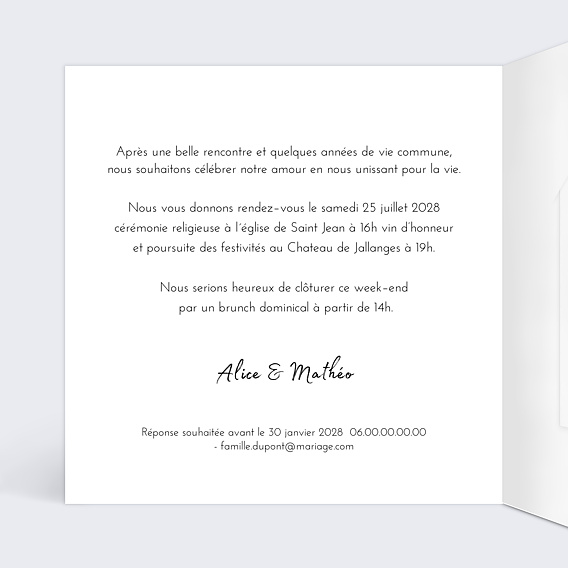 Faire part mariage Pêle mêle coeur graines à planter Intérieur Gauche