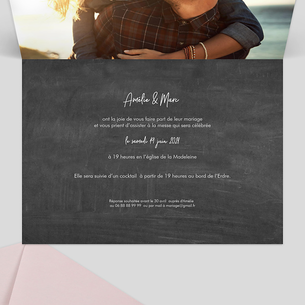 Faire-part Mariage Clap Intérieur Droit