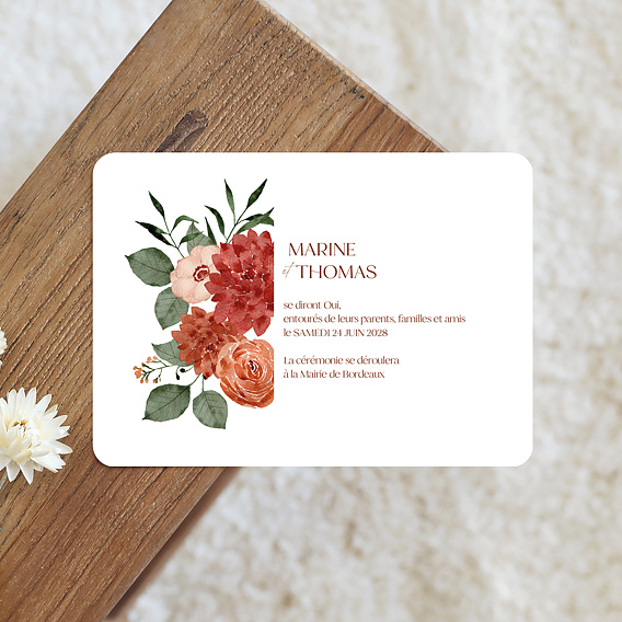 Faire-part Mariage Fleurs d'Automne