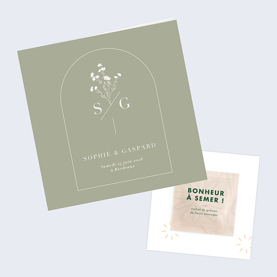 Faire part mariage Botanica avec Graines Après 1