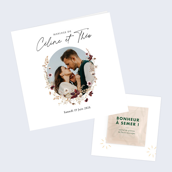 Faire part mariage Jardin Sauvage avec Graines Après 1