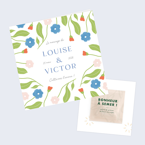 Faire part mariage Semons les Fleurs Après 1