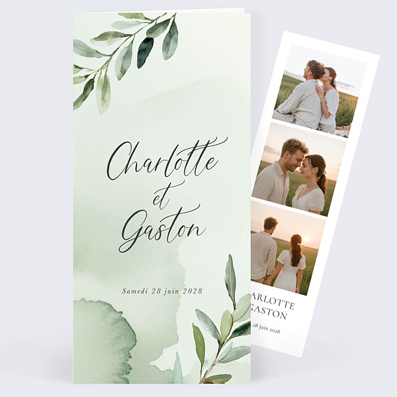 Faire part mariage Aquarelle Végétale