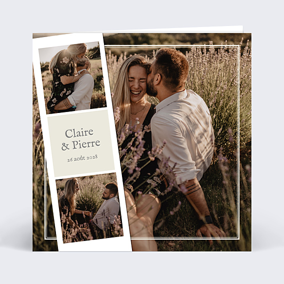 Faire-part Mariage Classique Cadre Multiphotos