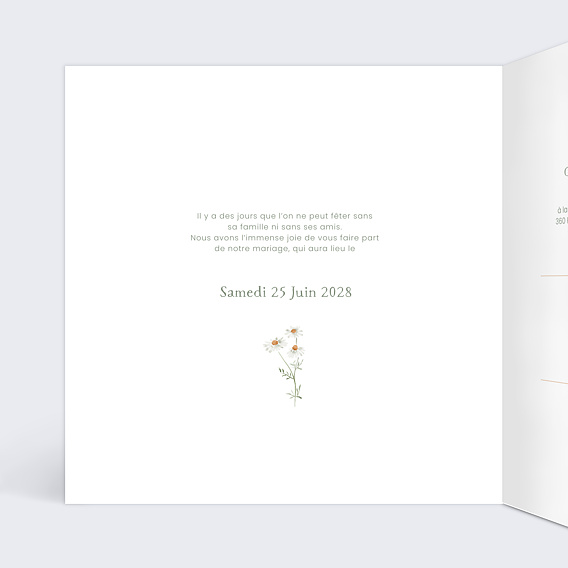 Faire part mariage Étiquette Champêtre Intérieur Gauche