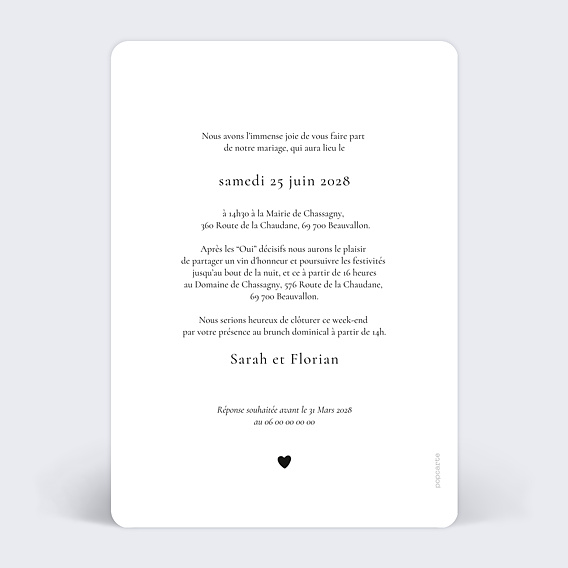 Faire part mariage Éditorial I Verso