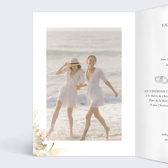 Faire part mariage Bouquet Boho Intérieur Gauche