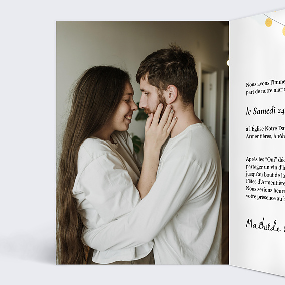 Faire part mariage Bosquet Intérieur Gauche