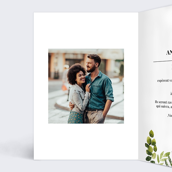 Faire part mariage Aquarelle Botanique Intérieur Gauche