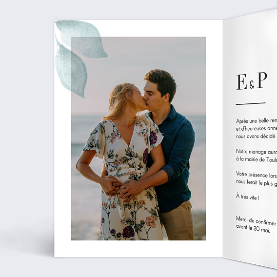 Faire part mariage Botanique Intérieur Gauche