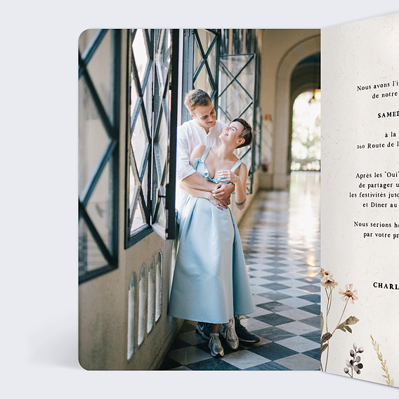 Faire part mariage Bouquet Sauvage Intérieur Gauche