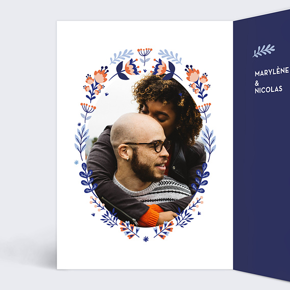 Faire part mariage Boutonnière Intérieur Gauche