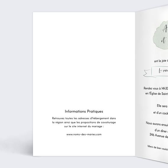 Faire part mariage Tempo Intérieur Gauche