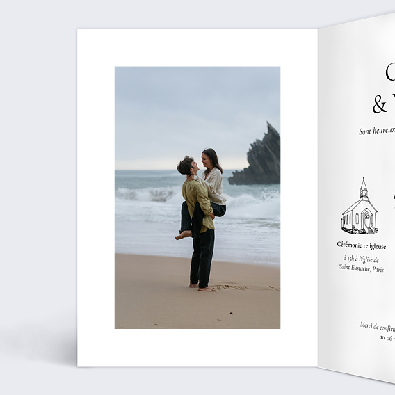 Faire part mariage Deux Prénoms Intérieur Gauche