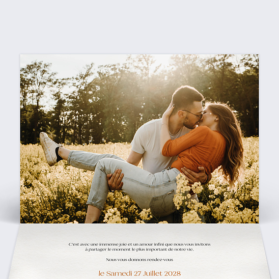 Faire part mariage Éclosion Champêtre Intérieur Gauche