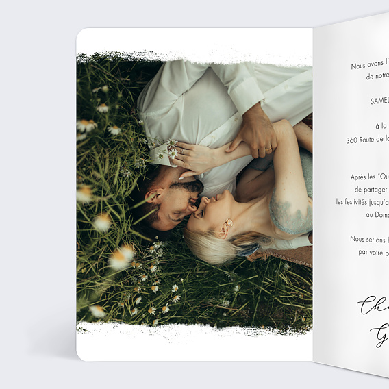 Faire part mariage Effet Photo Intérieur Gauche