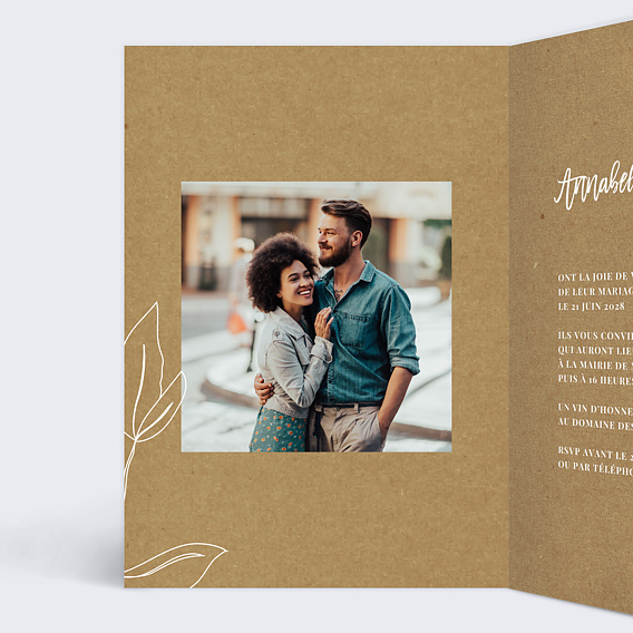Faire part mariage Esquisse Bohème Intérieur Gauche