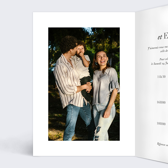 Faire part mariage Famille Romantique Intérieur Gauche