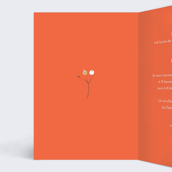 Faire part mariage Fleurs et Feuilles Intérieur Gauche