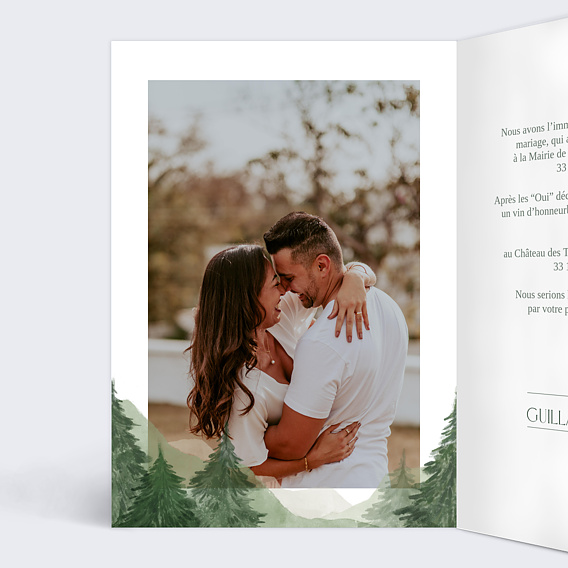 Faire part mariage Forêt Verte Intérieur Gauche
