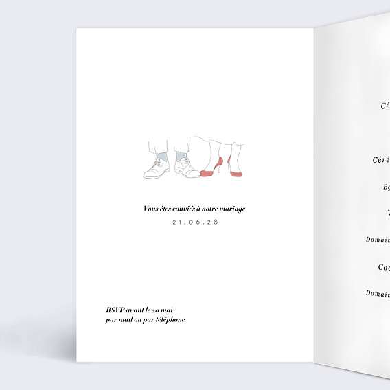 Faire part mariage Illustration Joie Intérieur Gauche