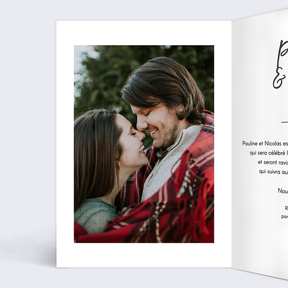 Faire part mariage Jolie Typo Intérieur Gauche