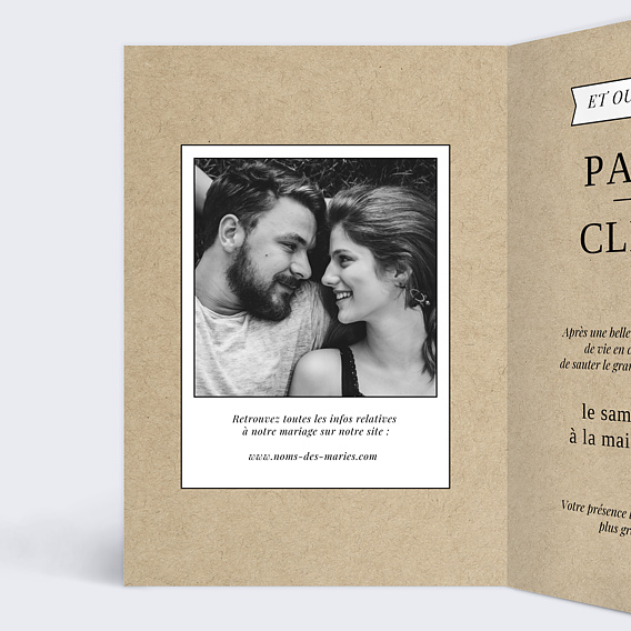 Faire part mariage Mots Croisés Vintage Intérieur Gauche