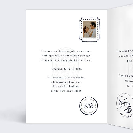 Faire part mariage Passeport Intérieur Gauche