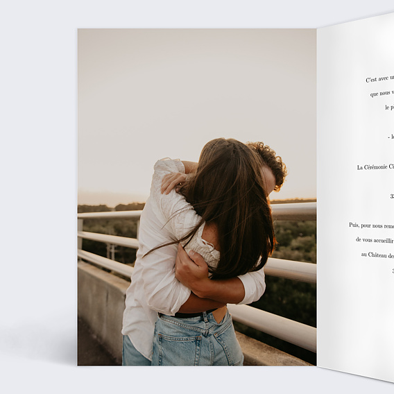 Faire part mariage Photo Pleine Page Intérieur Gauche