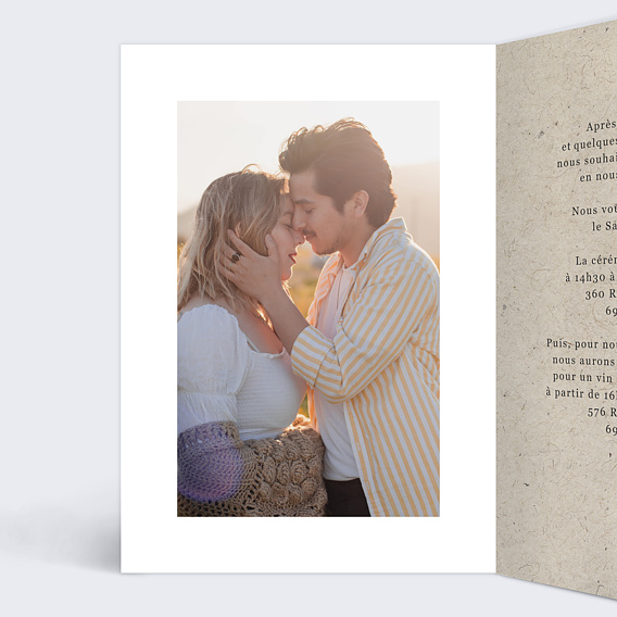 Faire part mariage Photomaton Nature Intérieur Gauche