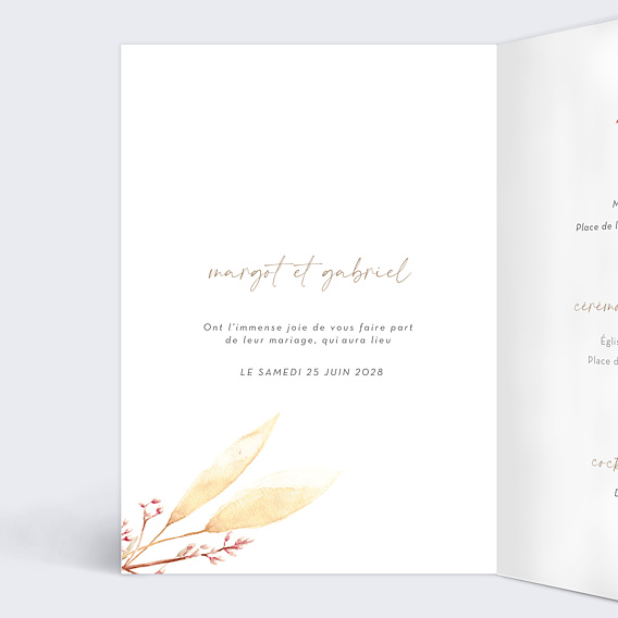 Faire part mariage Prairie Intérieur Gauche