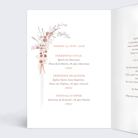 Faire part mariage Jour d'Amour Intérieur Gauche