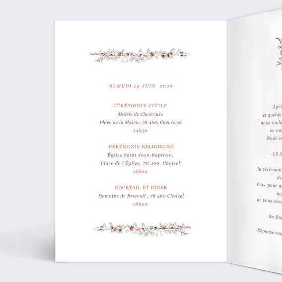 Faire part mariage Sur la Balancoire Intérieur Gauche