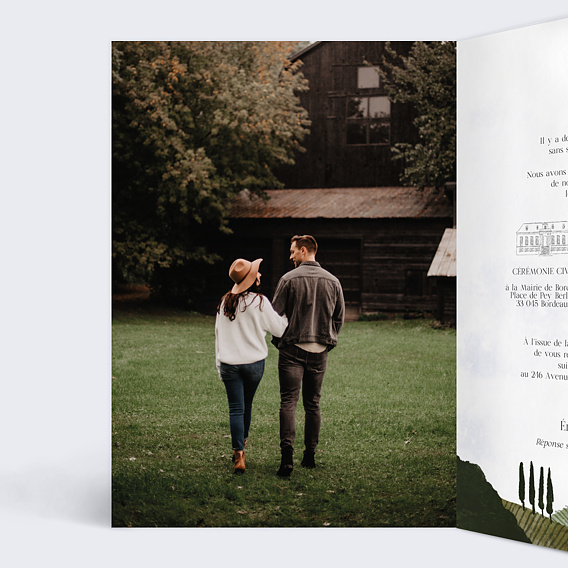 Faire part mariage Vignes Intérieur Gauche