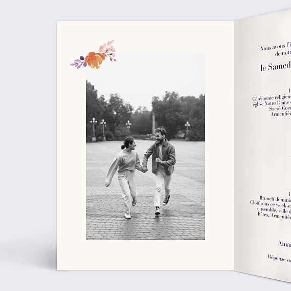 Faire part mariage Water Flower Intérieur Gauche