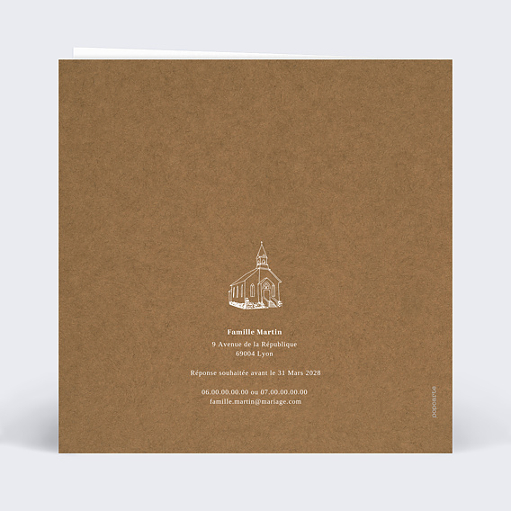 Faire part mariage Célébration Verso