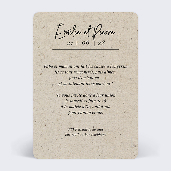 Faire part mariage Esprit Chiné 4 Photos Verso