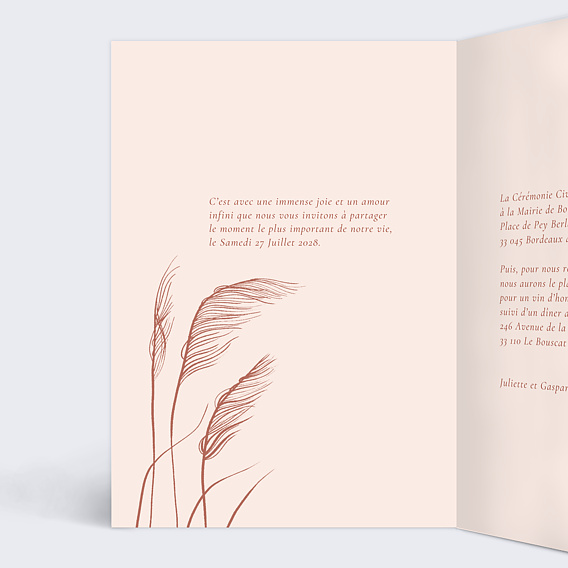 Faire part mariage Rêve Bohème Intérieur Gauche